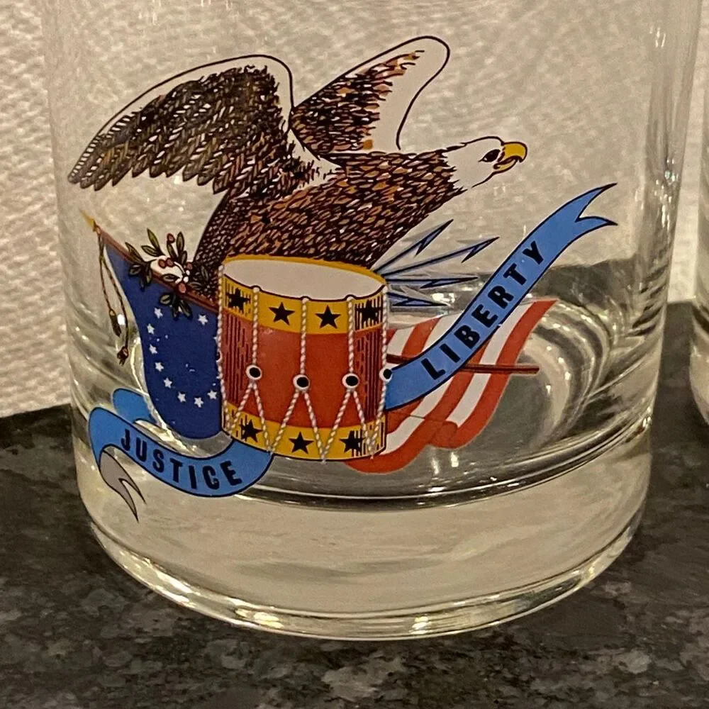 vintage 1976 Bicentennial Lowball drinking glasses patriotic Americana